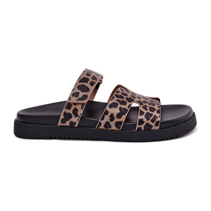 Dámské žabky s Vinceza 17401 Leopard na suchý zip hnědý Dámské žabky s Vinceza 17401 Leopard na suchý zip hnědý