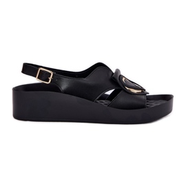 S.Barski Dámské kožené sandály na Wedge S. Barski KV51-031 Černá černý