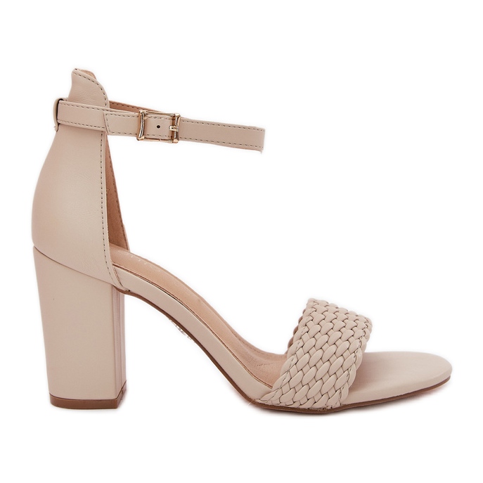 EVento Dámské sandály na sloupku s tkaným béžovým pásem EVento Dámské sandály na sloupku s tkaným béžovým pásem