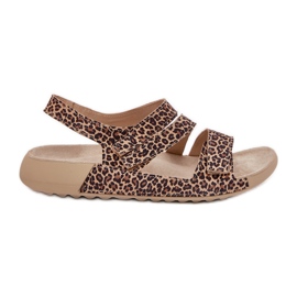 Dámské kožené sandály Zazoo K1004 Leopard Print hnědý