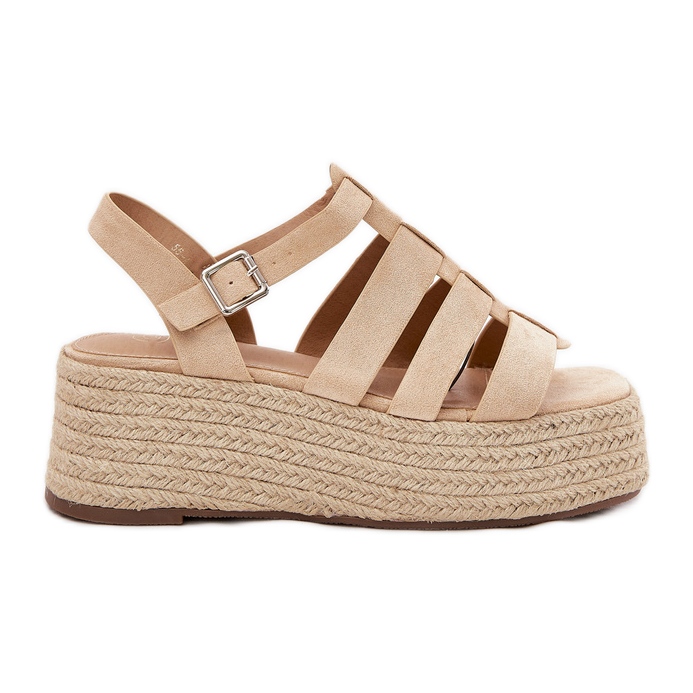 Dámské sandály s pruhy a brand béžovou béžový Dámské sandály s pruhy a brand béžovou béžový