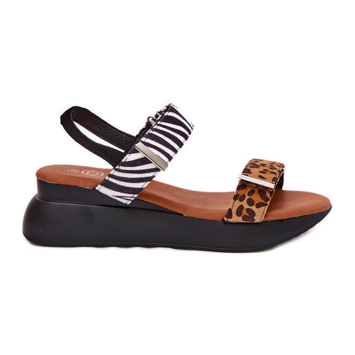Dámské sandály pro klíny Leopard a Brown Zebra hnědý