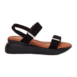 Dámské černé sandály na klínku černý