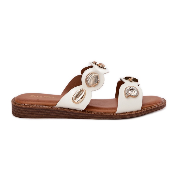 Dámské žabky se zlatými kolíky bílými Dámské žabky se zlatými kolíky bílými