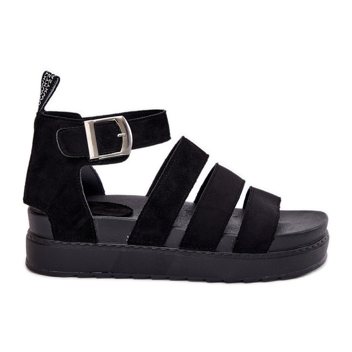 Dámské sandály na platformě s černými pruhy černá