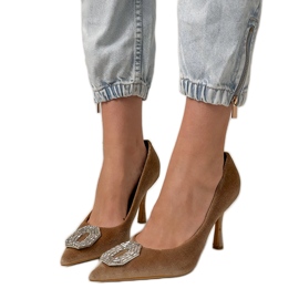 Béžová čerpadla na špendlíku se zirkony béžový