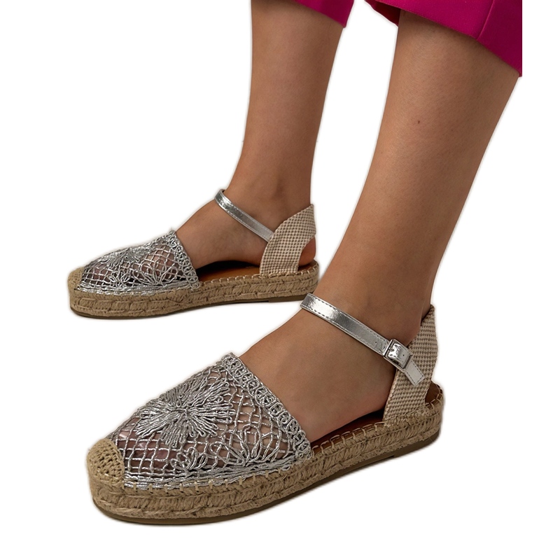 Stříbrné sandály Espadrilles stříbrný Stříbrné sandály Espadrilles stříbrný