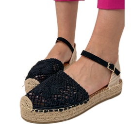 Black Espadrilles Openwork sandály černý