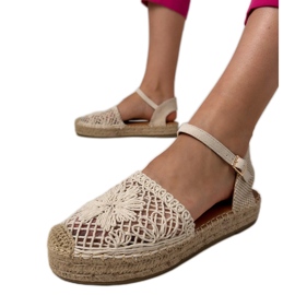 Béžové sandály otevřené espadrilles béžový