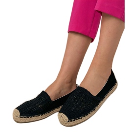 Černá otevřená práce espadrilles na platformě Černá otevřená práce espadrilles na platformě