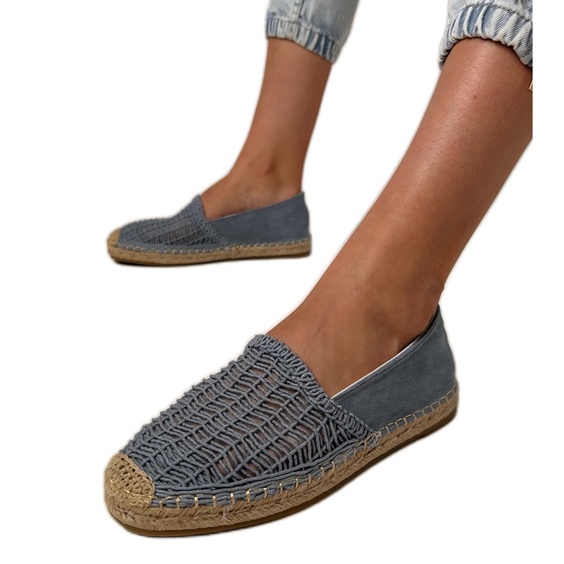 Modrá otevřená práce espadrilles na platformě modrý