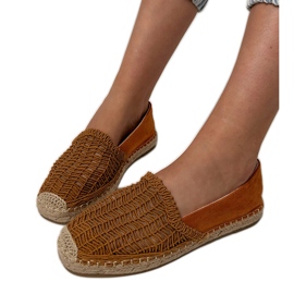 Hnědé otevřené práce espadrilles na platformě hnědý