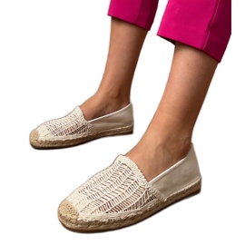 Beige Openwork Espadrilles na platformě béžový