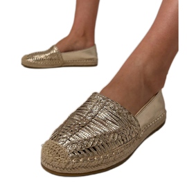 Openwork Espadrilles na platformě zlatý