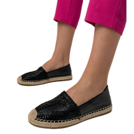 Černá otevřená práce espadrilles na platformě