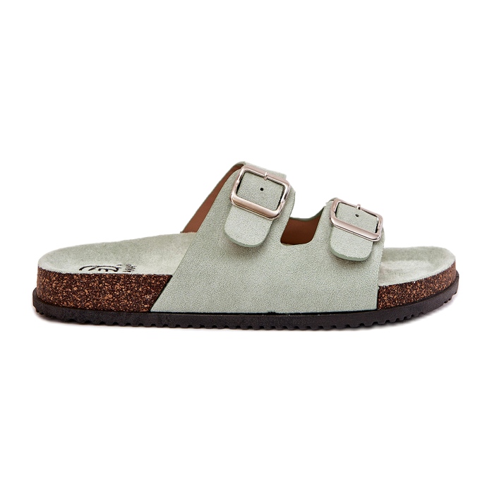 Dámské žabky s přezky máty zelená