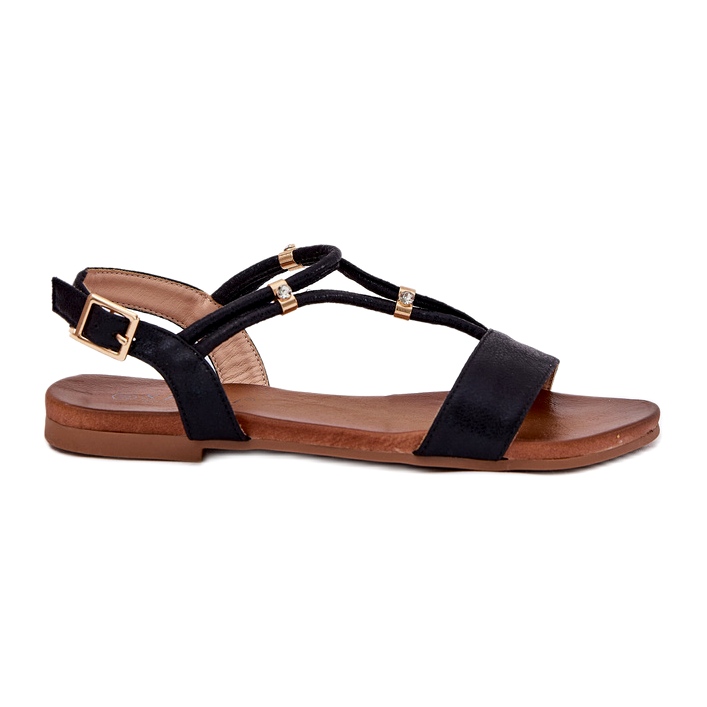 S.Barski Dámské ploché sandály s pruhy S. Barski KV51-120 černá