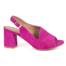 Olivier Dámské vysoké podpatky N1818 sandály vyrobené z přirozené semišové kožené fuchsie růžový Olivier Dámské vysoké podpatky N1818 sandály vyrobené z přirozené semišové kožené fuchsie růžový