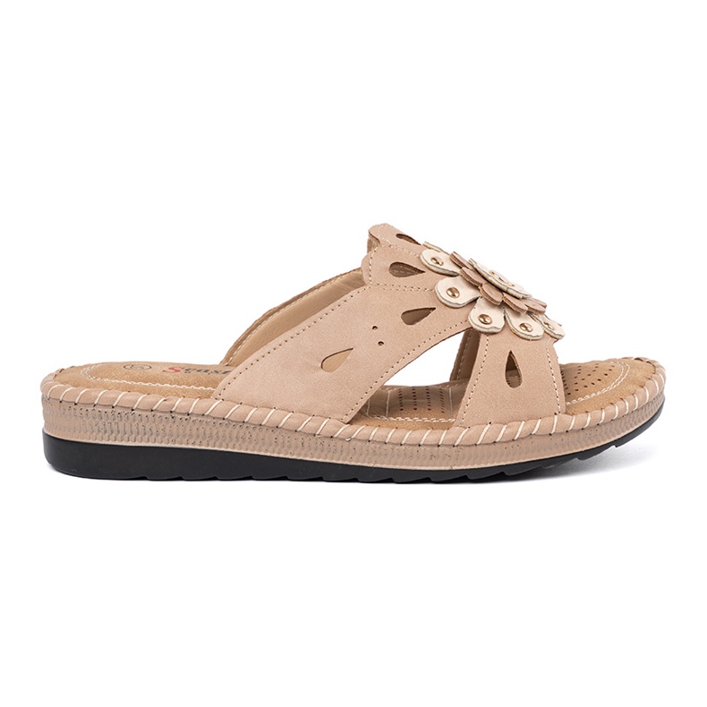 Seastar Růžové ženské pantofle s ozdobnou květinou růžový