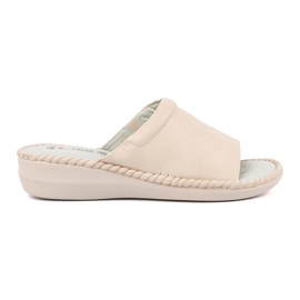 J. Star Světle -Beige Leather Insert Flip -Fops béžový