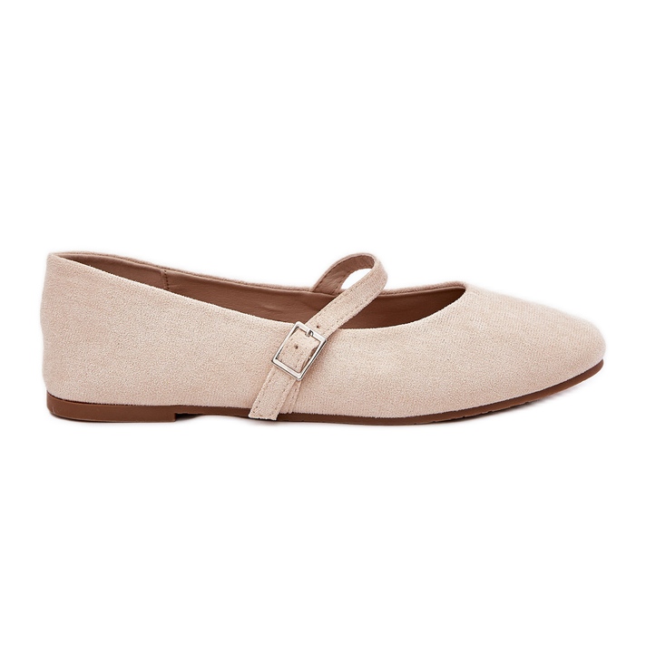 Ploché baleríny s ekologickým semišovým béžovým pásem Ploché baleríny s ekologickým semišovým béžovým pásem