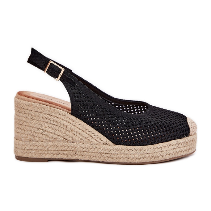 Dámské sandály pro klín s černým copem černá Dámské sandály pro klín s černým copem černá