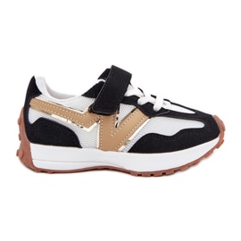 Dětské tenisky s bílou a bílou suchým zipem černý