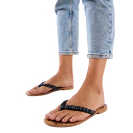 Black Flip -flops flip -flops zdobené oblázky černý