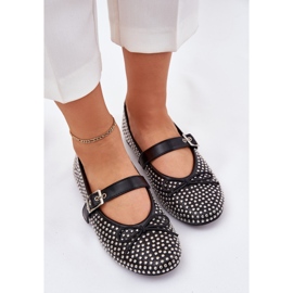 Zdobené baleríny s lukem a černým pásem