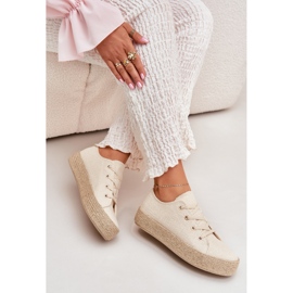 Dámské tenisky na platformě s Braid Beige béžový Dámské tenisky na platformě s Braid Beige béžový