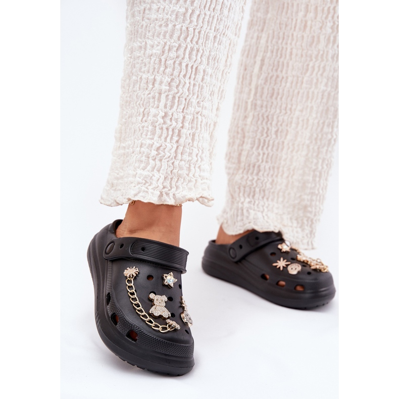 Dámské pěnové pantofle s černými kolíky černá Dámské pěnové pantofle s černými kolíky černá