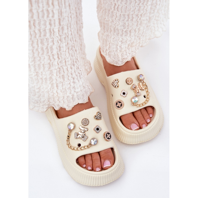 Dámské pěnové žabky se zlatými kolíky Light Beggar béžový Dámské pěnové žabky se zlatými kolíky Light Beggar béžový