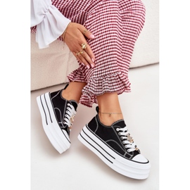 Dámské tenisky na platformě se zlatými kolíky černé černá Dámské tenisky na platformě se zlatými kolíky černé černá