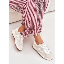 Dámské tenisky sportovní boty s ekologickou koženou béžovou béžový