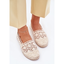 Béžová krajka krajky espadrilles béžový