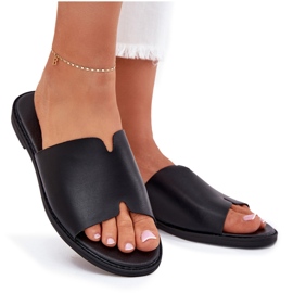 EVento Dámské žabky pro flip flip s plochou koženou koženou černou černá EVento Dámské žabky pro flip flip s plochou koženou koženou černou černá