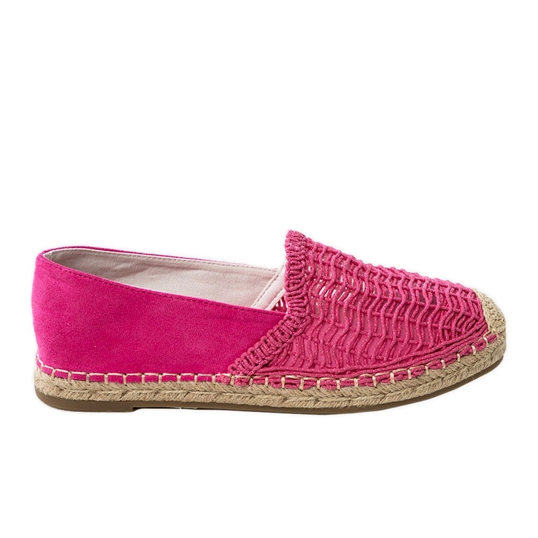 Růžové otevřené práce espadrilles na platformě růžový