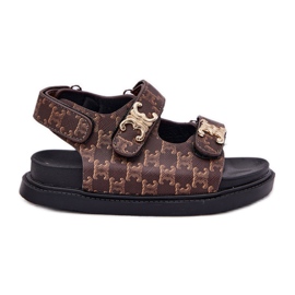 Dětské suchý zip se zlatými detaily hnědými Dětské suchý zip se zlatými detaily hnědými