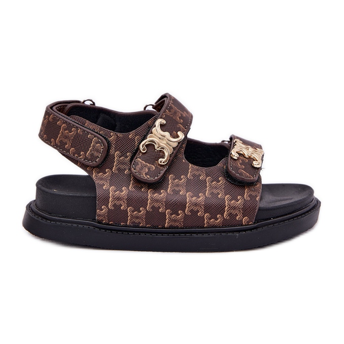 Dětské suchý zip se zlatými detaily hnědými Dětské suchý zip se zlatými detaily hnědými