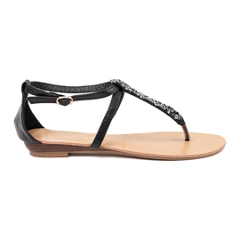 Ploché černé černé sandály černý