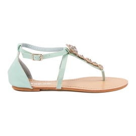Zelené sandály zdobené zirkony zelený
