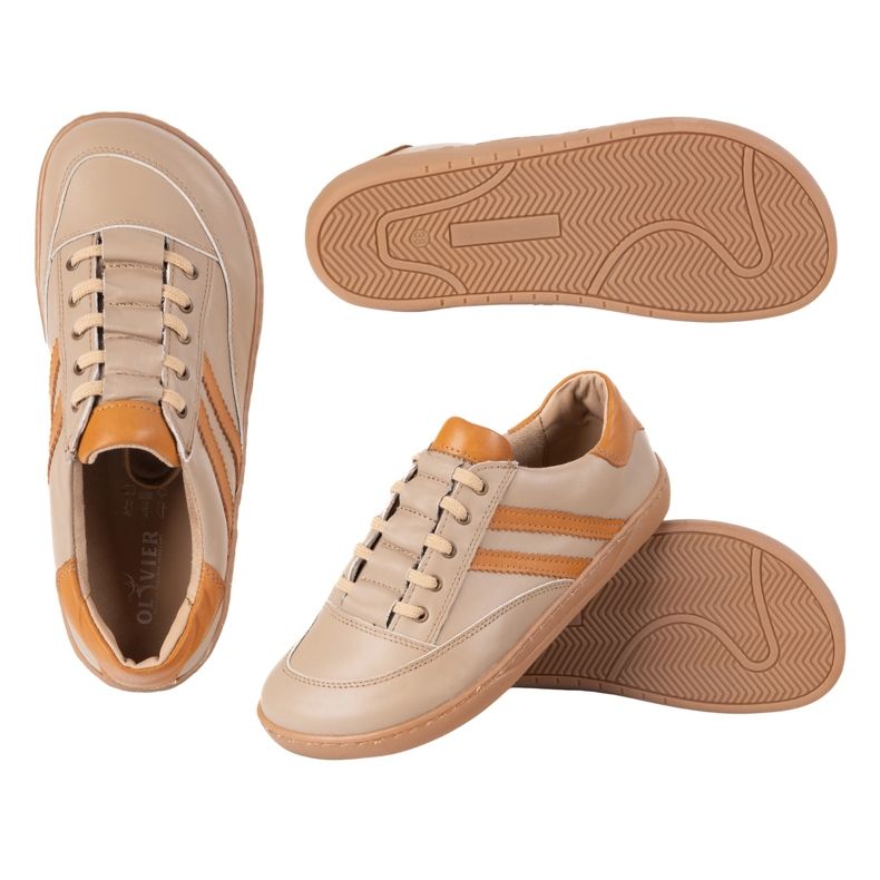 Tenisky naboso ženské kaia olivier - anatomické kožené boty cappuccino béžový Tenisky naboso ženské kaia olivier - anatomické kožené boty cappuccino béžový