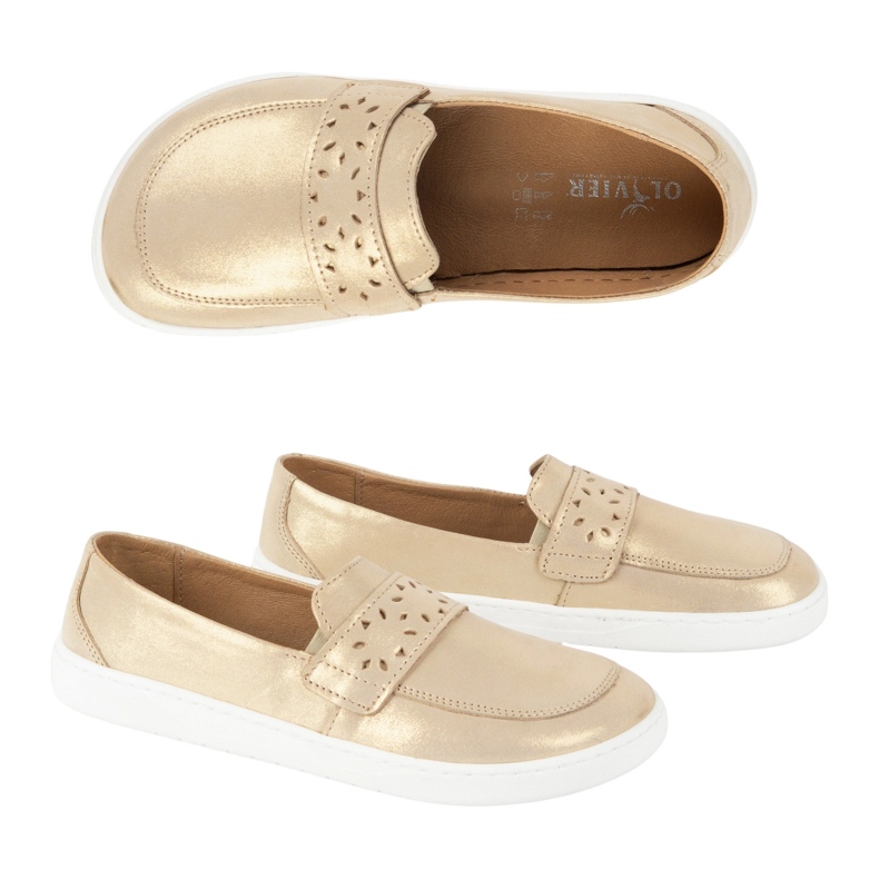 Olivier Dámské bosé bosé inga mokasíny se širokým předním polským zlatem zlatý Olivier Dámské bosé bosé inga mokasíny se širokým předním polským zlatem zlatý