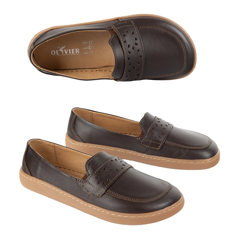 Olivier Dámské bosé bosé inga mokasíny s širokou přední polskou tmavě hnědou hnědý Olivier Dámské bosé bosé inga mokasíny s širokou přední polskou tmavě hnědou hnědý