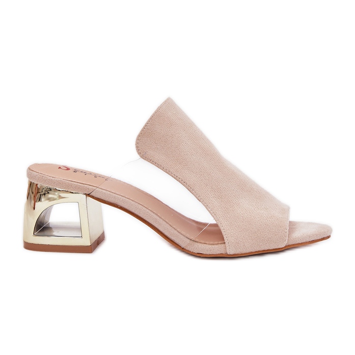 Dámské žabky na zlatém pilíře Light Beige béžový Dámské žabky na zlatém pilíře Light Beige béžový