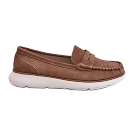 Dámské semišové mokasíny na platformě Sergio Leone SP012 Light Beige béžový