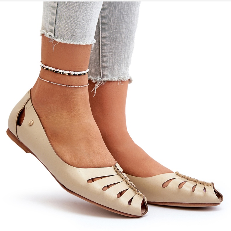 Zazoo 10009 pohodlná kožená dámská balerína béžová béžový