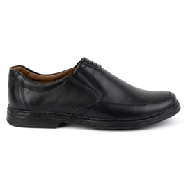 KOMODO Pánské boty vyrobené z přírodní kůže Slip-on 854k Black černý