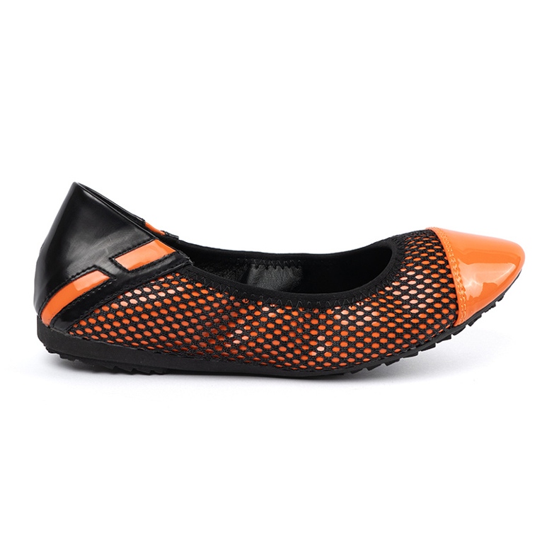 Oranžové baleríny s černými pletivo oranžový