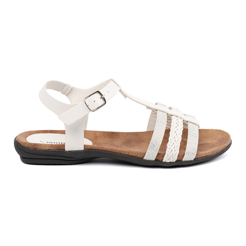 Goodin Sandály bílých žen s zdobenými pruhy